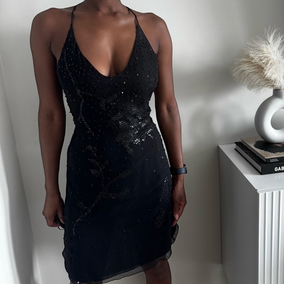 Armani Collezioni Black Sequin Beaded Dress - Picture 2 of 11